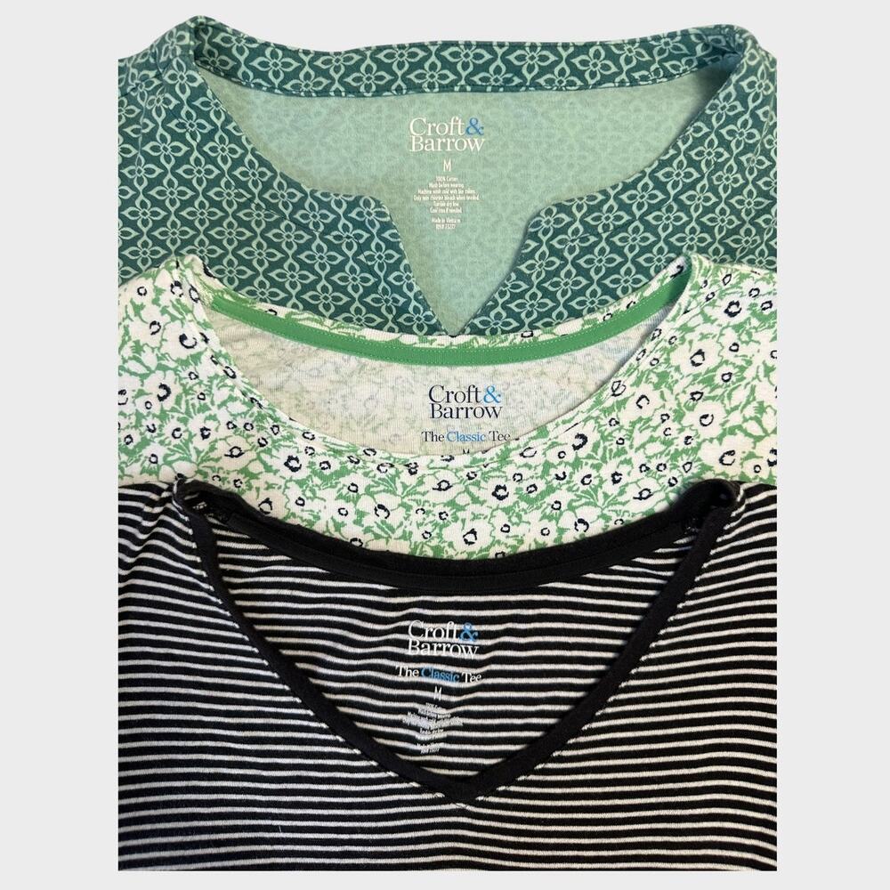 Croft & Barrow The Classic Tee Womens Lot of 3 Short Sleeve and 3/4 Sleeve Shirt